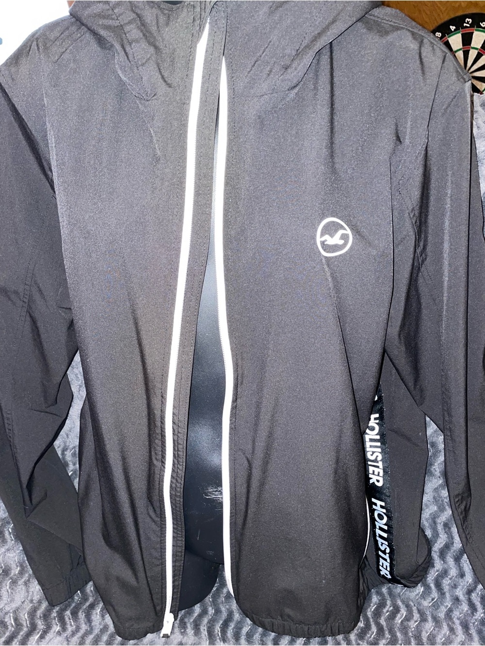 Hollister Black Jacket with White Trim